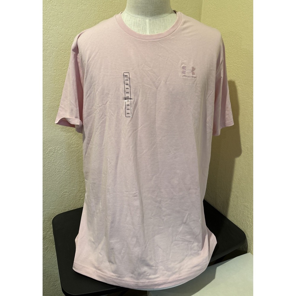 Under Armour Mens Ion T-Shirt Sz 2XL Embroidered Logo Pink Loose Fit NEW